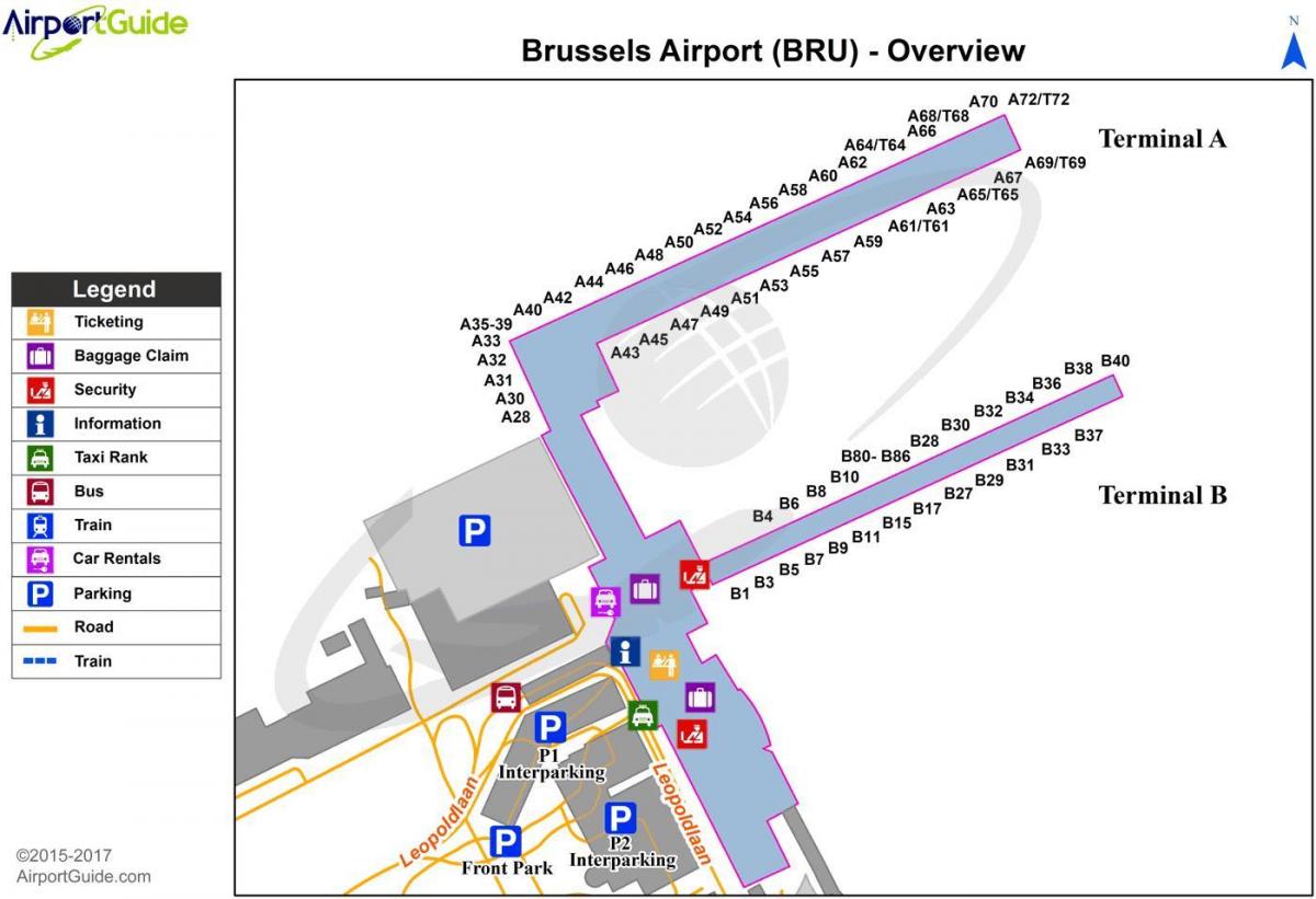 carte de l'aéroport de Bruxelles porte