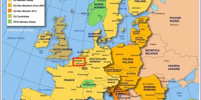 Carte de l'europe montrant Bruxelles