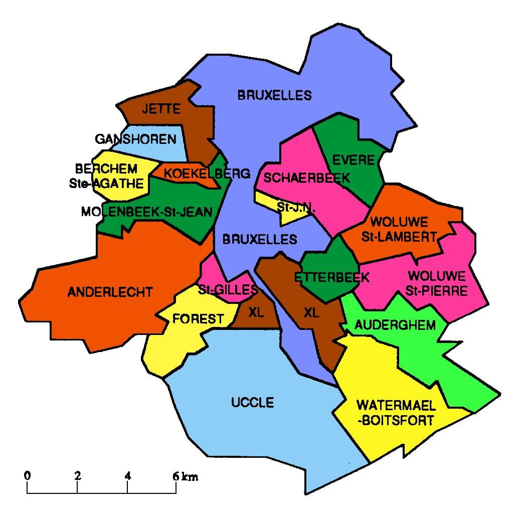 carte de la région de Bruxelles