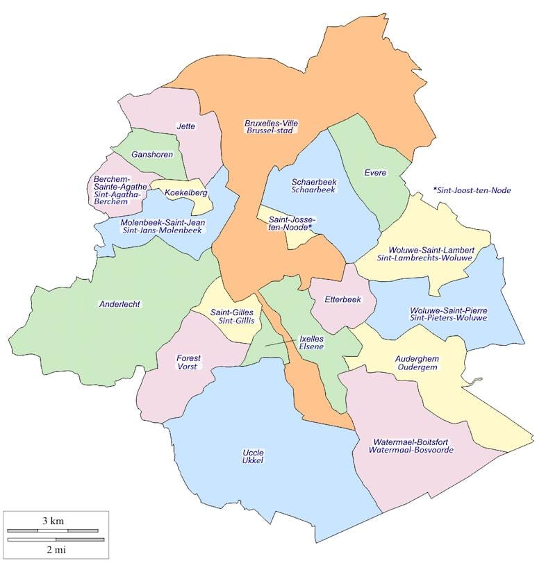 Carte de la région de Bruxelles