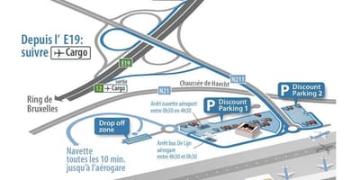Carte de l'aéroport de Bruxelles parking